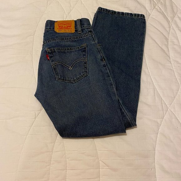 Vintage Levi 505 Medium Blue Wash Mid Rise Straight Leg Jeans - Picture 1 of 4